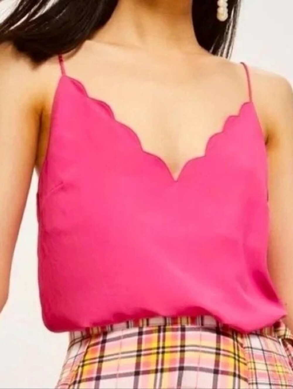 TOPSHOP Scallop Hem Camisole Pink Size 6
